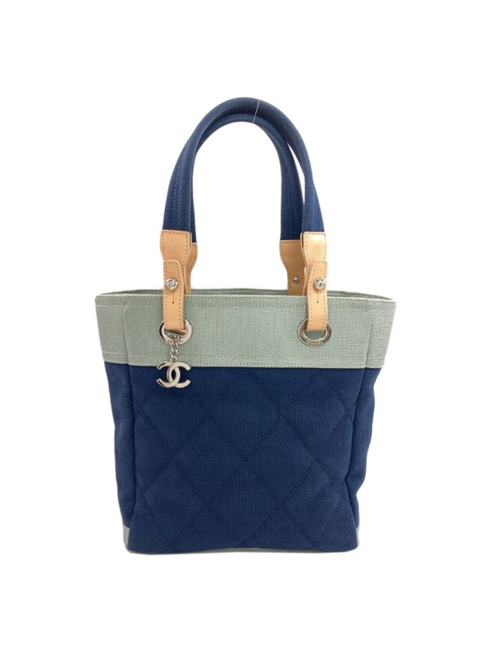 Chanel Paris Biarritz Silver Tote Bag Canvas